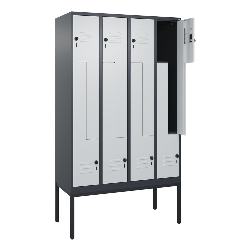 C+P Z-Spind Classic PLUS, Gestell, 8 Abteile, HxBxT 2.120 x 1.200 x 500 mm, anthrazitgrau, lichtgrau, für Vorhängeschloss Produktabbildung Nr. 1: C+P Z-Spind Classic PLUS, Gestell, 8 Abteile, HxBxT 2.120 x 1.200 x 500 mm, anthrazitgrau, lichtgrau, für Vorhängeschloss