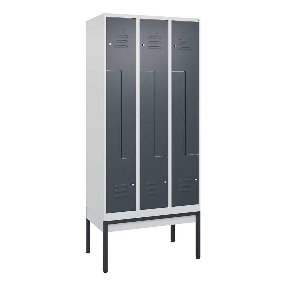 Produktabbildung: C+P Z-Spind Classic PLUS, Gestell, 6 Abteile, HxBxT 2.120 x 900 x 500 mm, lichtgrau, anthrazitgrau, Zylinderschloss