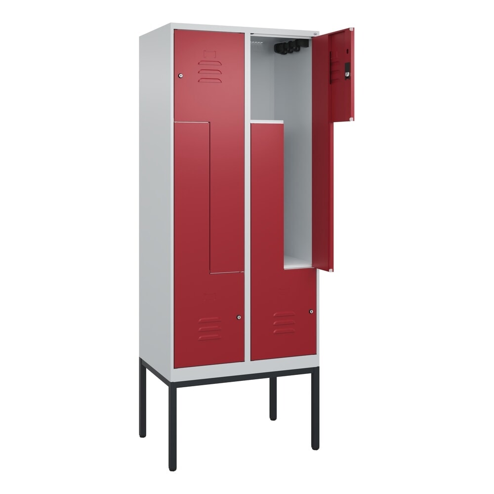 C+P Z-Spind Classic PLUS, Gestell, 4 Abteile, HxBxT 2.120 x 800 x 500 mm, lichtgrau, rubinrot, Zylinderschloss Produktabbildung Nr. 1: C+P Z-Spind Classic PLUS, Gestell, 4 Abteile, HxBxT 2.120 x 800 x 500 mm, lichtgrau, rubinrot, Zylinderschloss