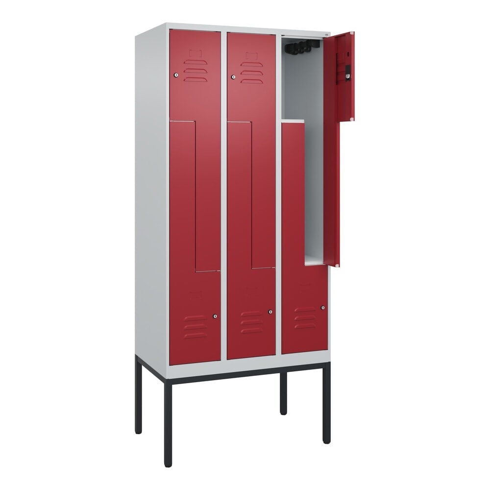 C+P Z-Spind Classic PLUS, Gestell, 6 Abteile, HxBxT 2.120 x 900 x 500 mm, lichtgrau, rubinrot, Zylinderschloss Produktabbildung Nr. 1: C+P Z-Spind Classic PLUS, Gestell, 6 Abteile, HxBxT 2.120 x 900 x 500 mm, lichtgrau, rubinrot, Zylinderschloss