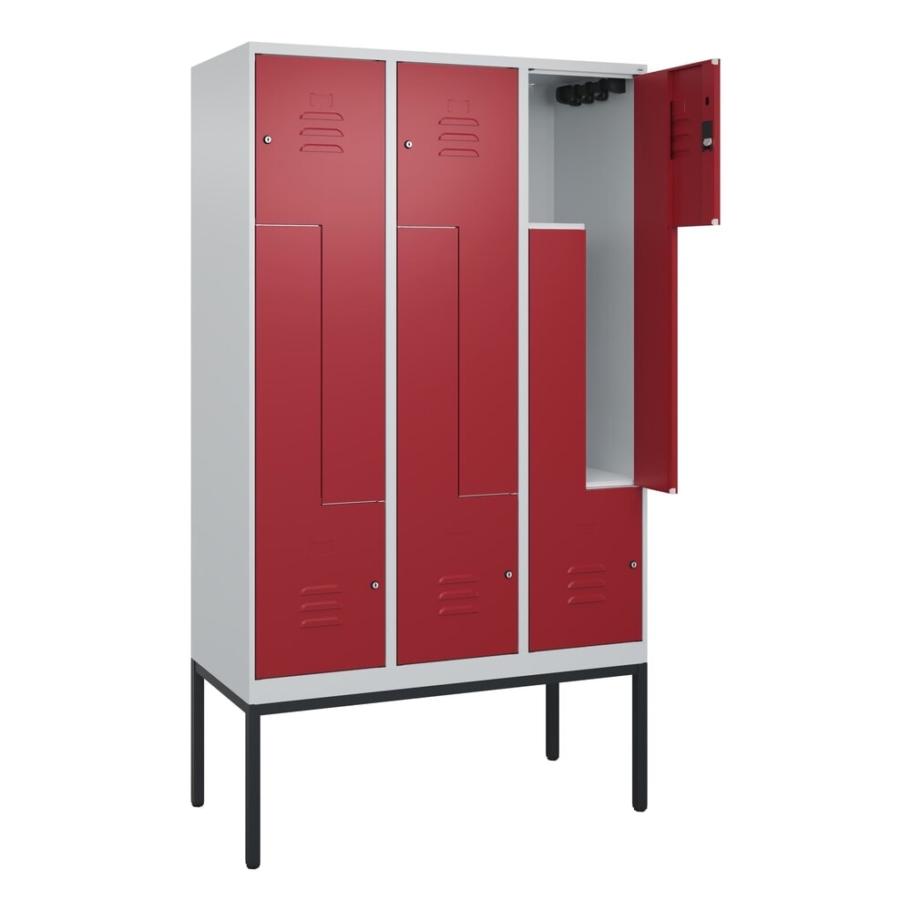 C+P Z-Spind Classic PLUS, Gestell, 6 Abteile, HxBxT 2.120 x 1.200 x 500 mm, lichtgrau, rubinrot, Zylinderschloss Produktabbildung Nr. 1: C+P Z-Spind Classic PLUS, Gestell, 6 Abteile, HxBxT 2.120 x 1.200 x 500 mm, lichtgrau, rubinrot, Zylinderschloss
