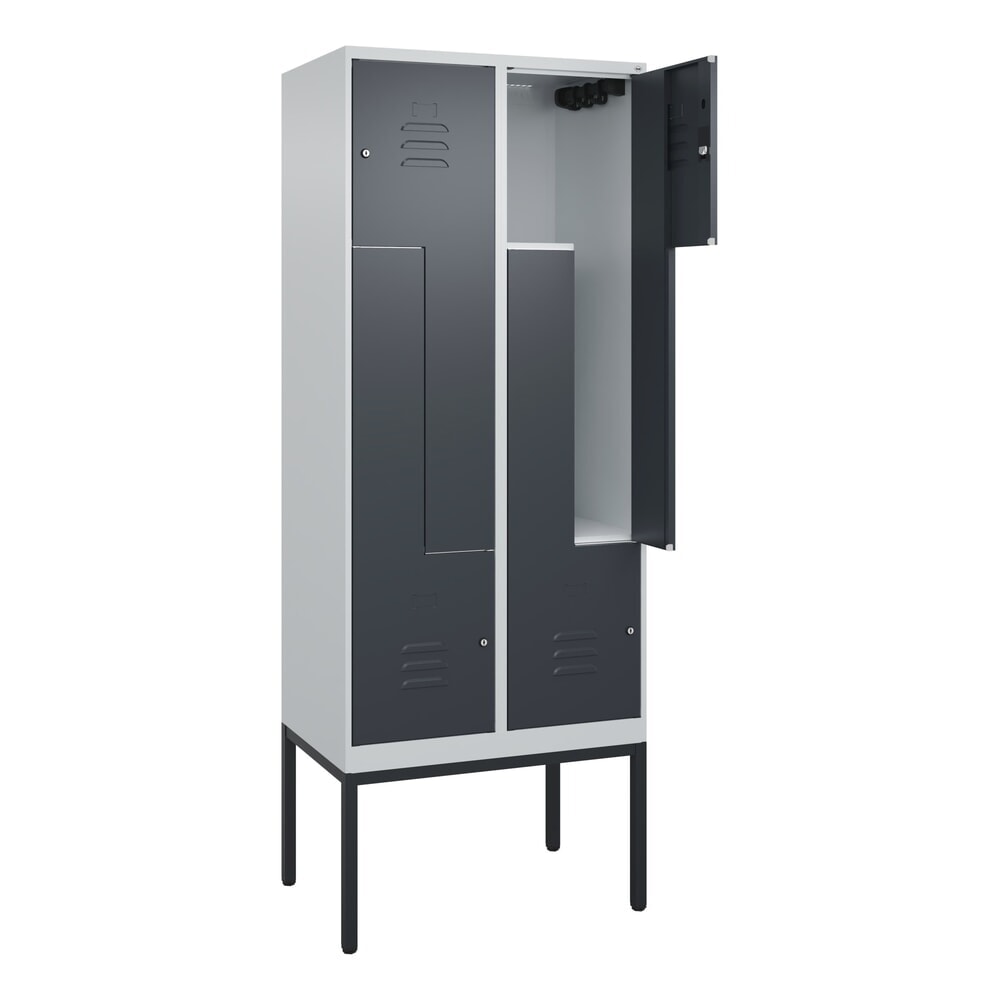 C+P Z-Spind Classic PLUS, Gestell, 4 Abteile, HxBxT 2.120 x 800 x 500 mm, lichtgrau, anthrazitgrau, Zylinderschloss Produktabbildung Nr. 1: C+P Z-Spind Classic PLUS, Gestell, 4 Abteile, HxBxT 2.120 x 800 x 500 mm, lichtgrau, anthrazitgrau, Zylinderschloss