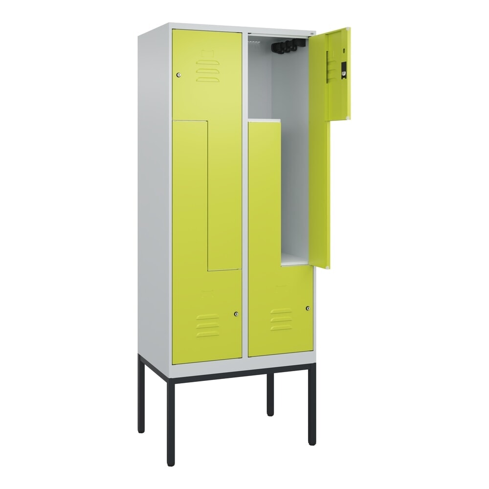 C+P Z-Spind Classic PLUS, Gestell, 4 Abteile, HxBxT 2.120 x 800 x 500 mm, lichtgrau, clowngrün, Zylinderschloss Produktabbildung Nr. 1: C+P Z-Spind Classic PLUS, Gestell, 4 Abteile, HxBxT 2.120 x 800 x 500 mm, lichtgrau, clowngrün, Zylinderschloss