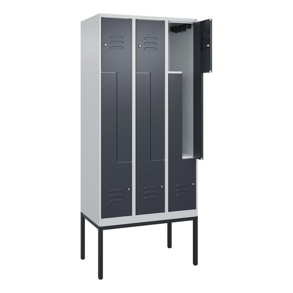 C+P Z-Spind Classic PLUS, Gestell, 6 Abteile, HxBxT 2.120 x 900 x 500 mm, lichtgrau, anthrazitgrau, Zylinderschloss Produktabbildung: C+P Z-Spind Classic PLUS, Gestell, 6 Abteile, HxBxT 2.120 x 900 x 500 mm, lichtgrau, anthrazitgrau, Zylinderschloss