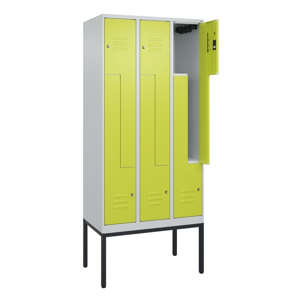 Produktabbildung: C+P Z-Spind Classic PLUS, Gestell, 6 Abteile, HxBxT 2.120 x 900 x 500 mm, lichtgrau, clowngrün, Zylinderschloss