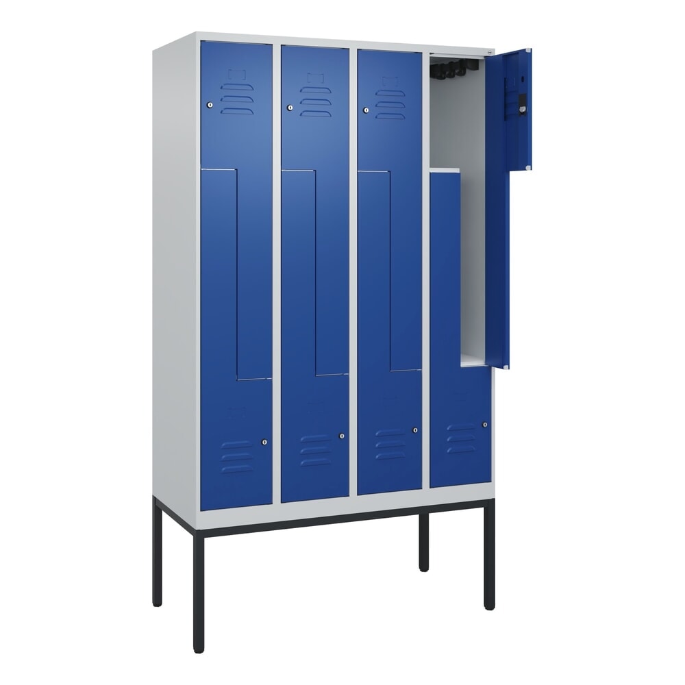 Produktabbildung: C+P Z-Spind Classic PLUS, Gestell, 8 Abteile, HxBxT 2.120 x 1.200 x 500 mm, lichtgrau, enzianblau, Zylinderschloss