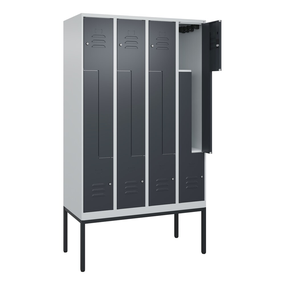 Produktabbildung: C+P Z-Spind Classic PLUS, Gestell, 8 Abteile, HxBxT 2.120 x 1.200 x 500 mm, lichtgrau, anthrazitgrau, Zylinderschloss
