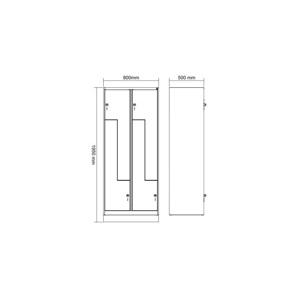 Produktabbildung Nr. 8: C+P Z-Spind Classic PLUS, Sockel, 4 Abteile, HxBxT 1.950 x 800 x 500 mm, lichtgrau, lichtgrau, für Vorhängeschloss