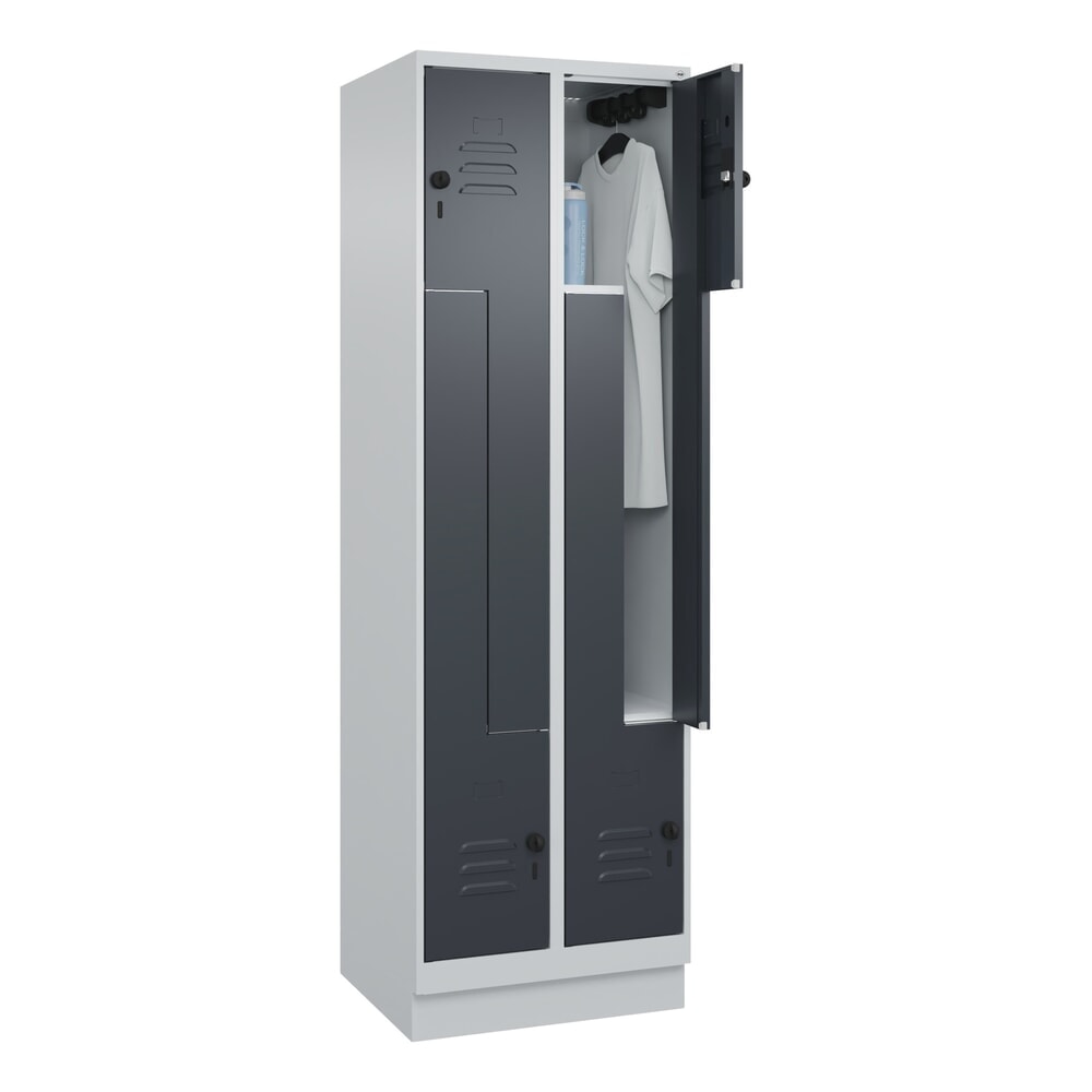 Produktabbildung Nr. 10: C+P Z-Spind Classic PLUS, Sockel, 4 Abteile, HxBxT 1.950 x 600 x 500 mm, lichtgrau, anthrazitgrau, für Vorhängeschloss