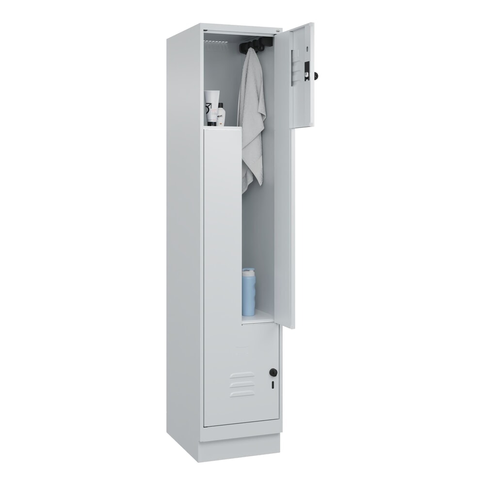 C+P Z-Spind Classic PLUS, Sockel, 2 Abteile, HxBxT 1.950 x 400 x 500 mm, lichtgrau, lichtgrau, für Vorhängeschloss Produktabbildung Nr. 10: C+P Z-Spind Classic PLUS, Sockel, 2 Abteile, HxBxT 1.950 x 400 x 500 mm, lichtgrau, lichtgrau, für Vorhängeschloss