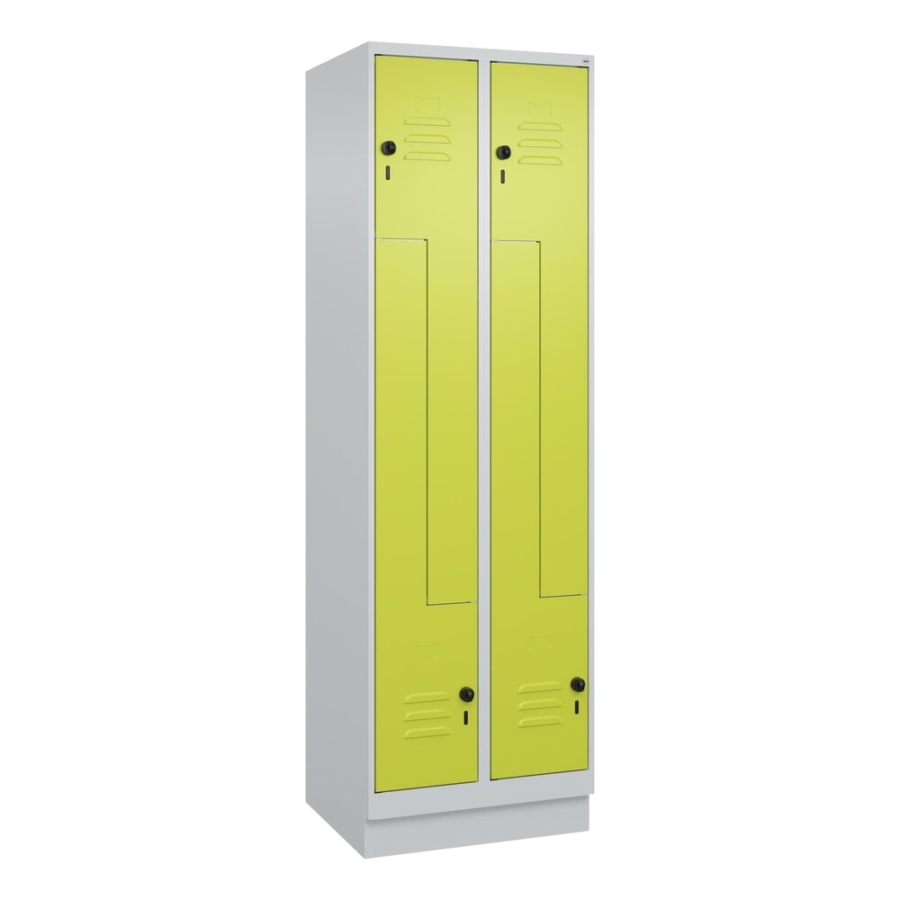 Produktabbildung Nr. 9: C+P Z-Spind Classic PLUS, Sockel, 4 Abteile, HxBxT 1.950 x 600 x 500 mm, lichtgrau, clowngrün, für Vorhängeschloss