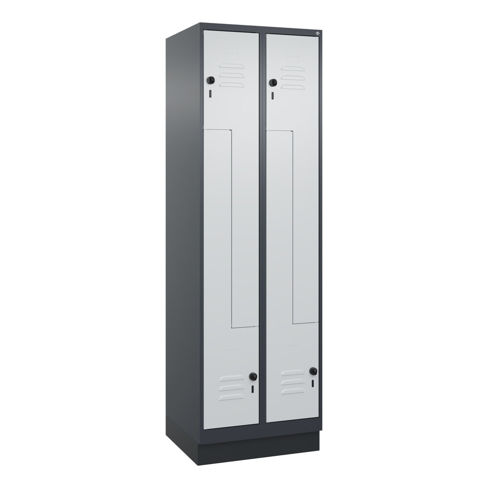 Produktabbildung Nr. 9: C+P Z-Spind Classic PLUS, Sockel, 4 Abteile, HxBxT 1.950 x 600 x 500 mm, anthrazitgrau, lichtgrau, für Vorhängeschloss