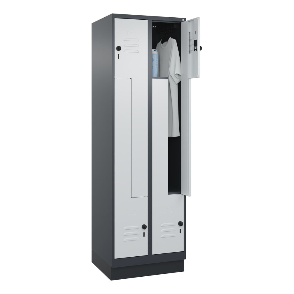 Produktabbildung Nr. 10: C+P Z-Spind Classic PLUS, Sockel, 4 Abteile, HxBxT 1.950 x 600 x 500 mm, anthrazitgrau, lichtgrau, für Vorhängeschloss
