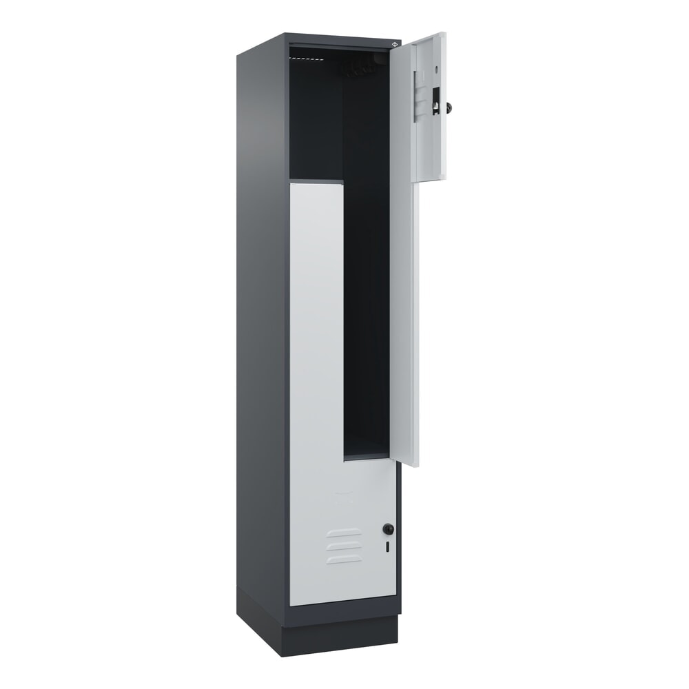 Produktabbildung Nr. 1: C+P Z-Spind Classic PLUS, Sockel, 2 Abteile, HxBxT 1.950 x 400 x 500 mm, anthrazitgrau, lichtgrau, für Vorhängeschloss