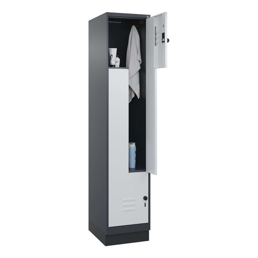 Produktabbildung Nr. 10: C+P Z-Spind Classic PLUS, Sockel, 2 Abteile, HxBxT 1.950 x 400 x 500 mm, anthrazitgrau, lichtgrau, für Vorhängeschloss