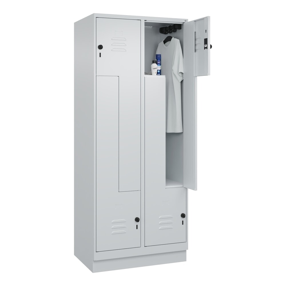 Produktabbildung Nr. 10: C+P Z-Spind Classic PLUS, Sockel, 4 Abteile, HxBxT 1.950 x 800 x 500 mm, lichtgrau, lichtgrau, für Vorhängeschloss