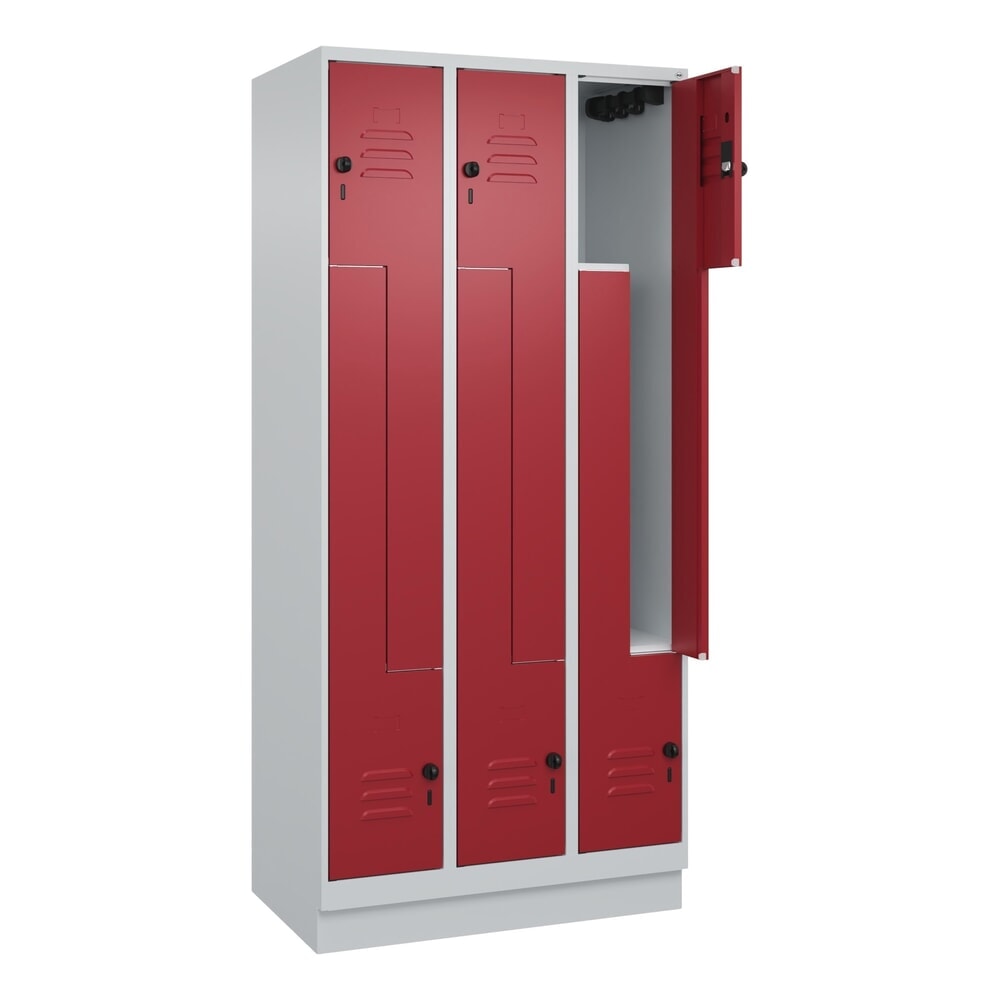 C+P Z-Spind Classic PLUS, Sockel, 6 Abteile, HxBxT 1.950 x 900 x 500 mm, lichtgrau, rubinrot, für Vorhängeschloss Produktabbildung Nr. 1: C+P Z-Spind Classic PLUS, Sockel, 6 Abteile, HxBxT 1.950 x 900 x 500 mm, lichtgrau, rubinrot, für Vorhängeschloss
