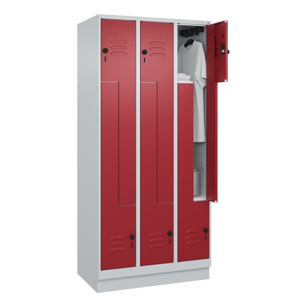 C+P Z-Spind Classic PLUS, Sockel, 6 Abteile, HxBxT 1.950 x 900 x 500 mm, lichtgrau, rubinrot, für Vorhängeschloss Produktabbildung Nr. 10: C+P Z-Spind Classic PLUS, Sockel, 6 Abteile, HxBxT 1.950 x 900 x 500 mm, lichtgrau, rubinrot, für Vorhängeschloss
