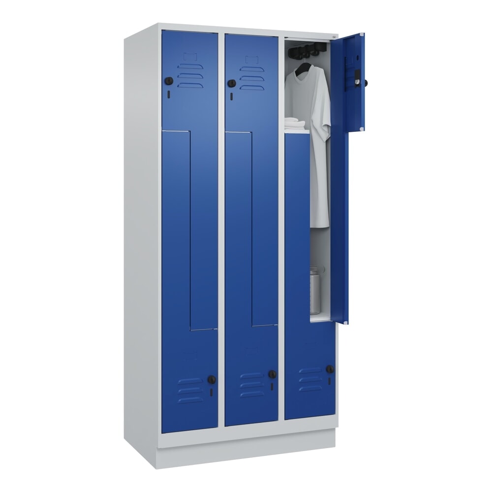 C+P Z-Spind Classic PLUS, Sockel, 6 Abteile, HxBxT 1.950 x 900 x 500 mm, lichtgrau, enzianblau, für Vorhängeschloss Produktabbildung Nr. 10: C+P Z-Spind Classic PLUS, Sockel, 6 Abteile, HxBxT 1.950 x 900 x 500 mm, lichtgrau, enzianblau, für Vorhängeschloss