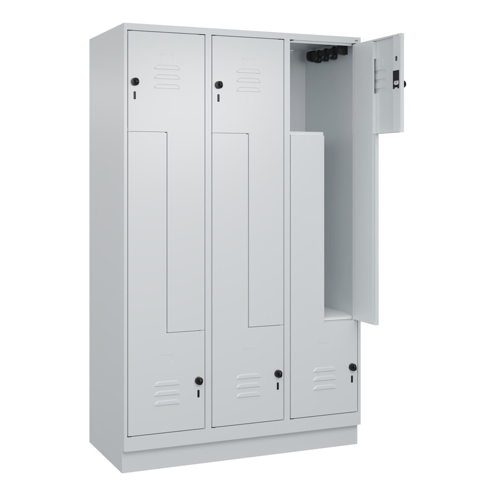 Produktabbildung: C+P Z-Spind Classic PLUS, Sockel, 6 Abteile, HxBxT 1.950 x 1.200 x 500 mm, lichtgrau, lichtgrau, für Vorhängeschloss