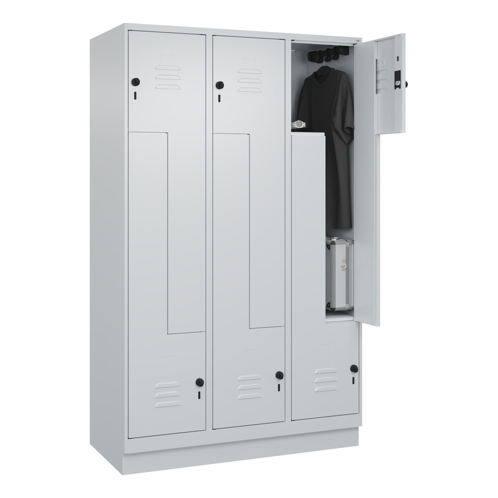 Produktabbildung Nr. 10: C+P Z-Spind Classic PLUS, Sockel, 6 Abteile, HxBxT 1.950 x 1.200 x 500 mm, lichtgrau, lichtgrau, für Vorhängeschloss