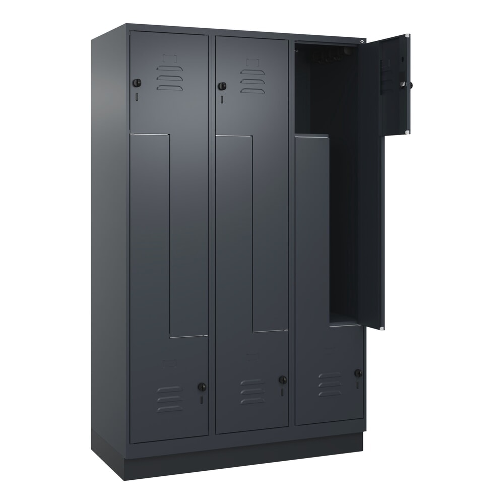 Produktabbildung: C+P Z-Spind Classic PLUS, Sockel, 6 Abteile, HxBxT 1.950 x 1.200 x 500 mm, anthrazitgrau, anthrazitgrau, für Vorhängeschloss