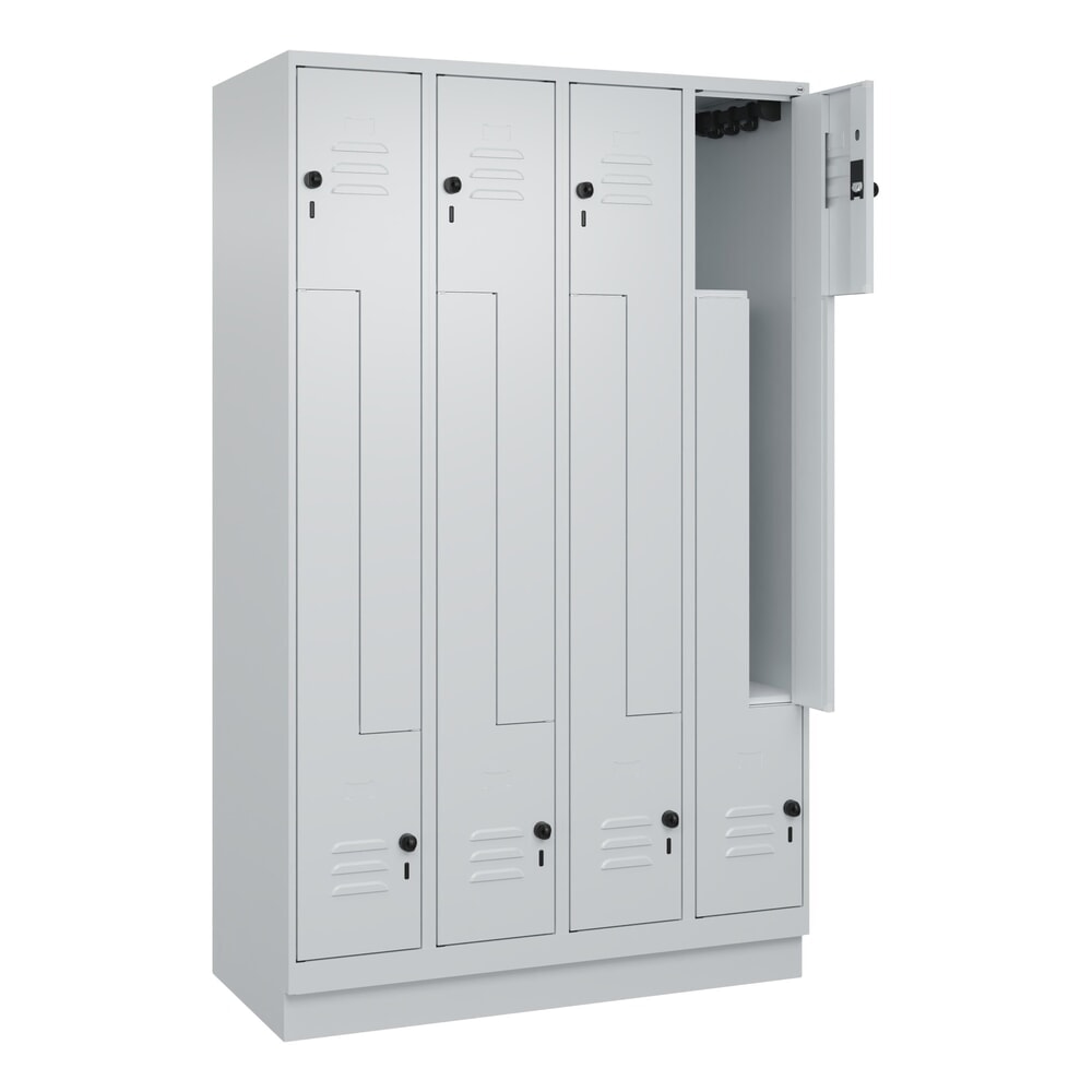 Produktabbildung: C+P Z-Spind Classic PLUS, Sockel, 8 Abteile, HxBxT 1.950 x 1.200 x 500 mm, lichtgrau, lichtgrau, für Vorhängeschloss