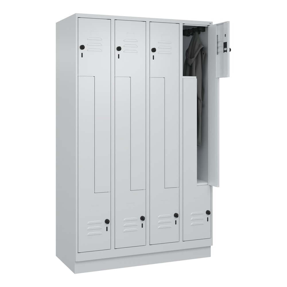 Produktabbildung Nr. 10: C+P Z-Spind Classic PLUS, Sockel, 8 Abteile, HxBxT 1.950 x 1.200 x 500 mm, lichtgrau, lichtgrau, für Vorhängeschloss