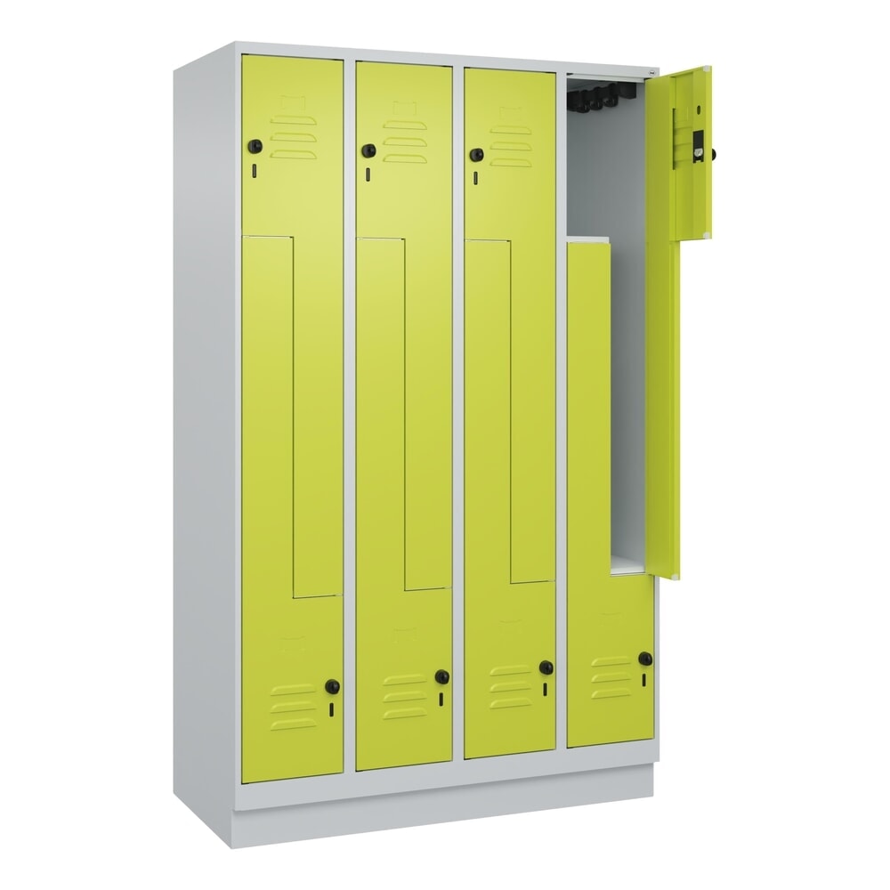 Produktabbildung: C+P Z-Spind Classic PLUS, Sockel, 8 Abteile, HxBxT 1.950 x 1.200 x 500 mm, lichtgrau, clowngrün, für Vorhängeschloss