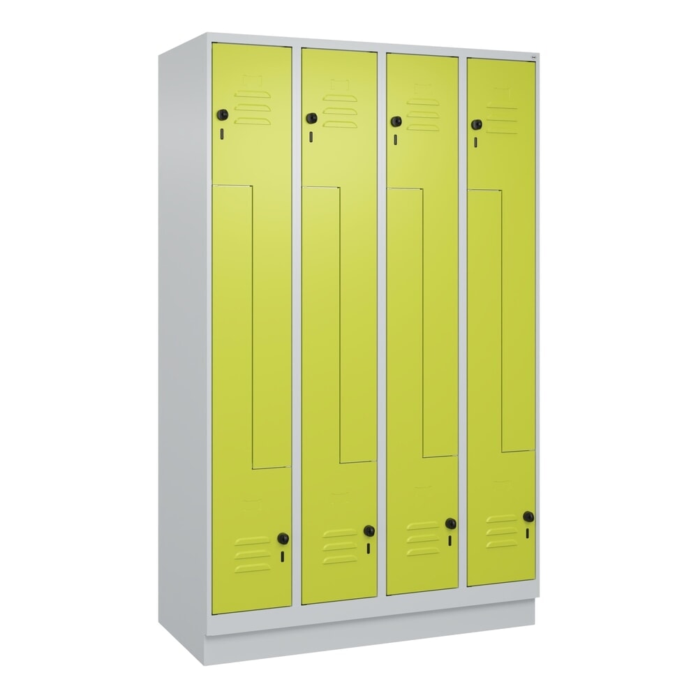 Produktabbildung Nr. 9: C+P Z-Spind Classic PLUS, Sockel, 8 Abteile, HxBxT 1.950 x 1.200 x 500 mm, lichtgrau, clowngrün, für Vorhängeschloss