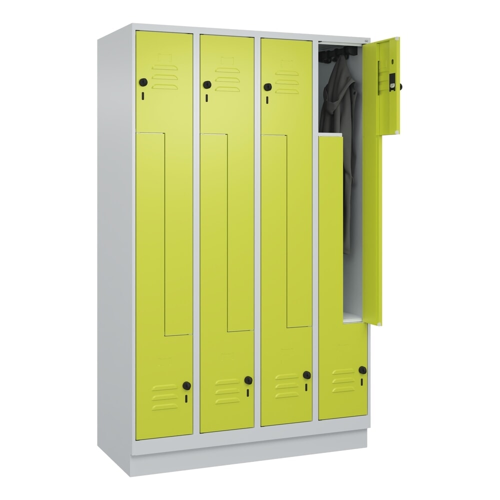 Produktabbildung Nr. 10: C+P Z-Spind Classic PLUS, Sockel, 8 Abteile, HxBxT 1.950 x 1.200 x 500 mm, lichtgrau, clowngrün, für Vorhängeschloss