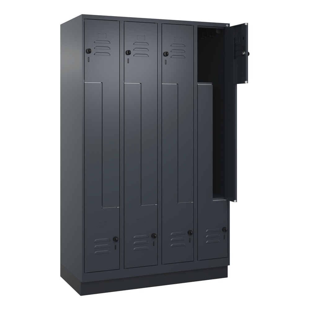 Produktabbildung: C+P Z-Spind Classic PLUS, Sockel, 8 Abteile, HxBxT 1.950 x 1.200 x 500 mm, anthrazitgrau, anthrazitgrau, für Vorhängeschloss