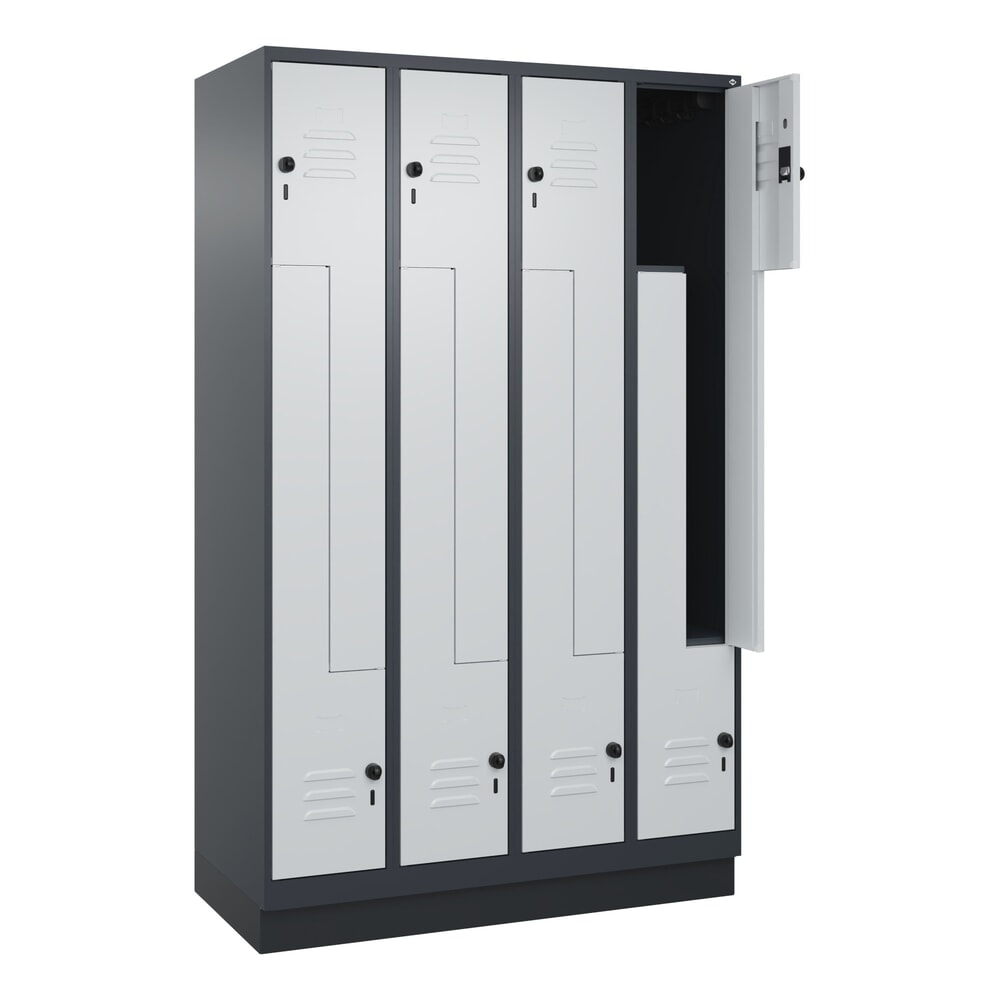 Produktabbildung: C+P Z-Spind Classic PLUS, Sockel, 8 Abteile, HxBxT 1.950 x 1.200 x 500 mm, anthrazitgrau, lichtgrau, für Vorhängeschloss