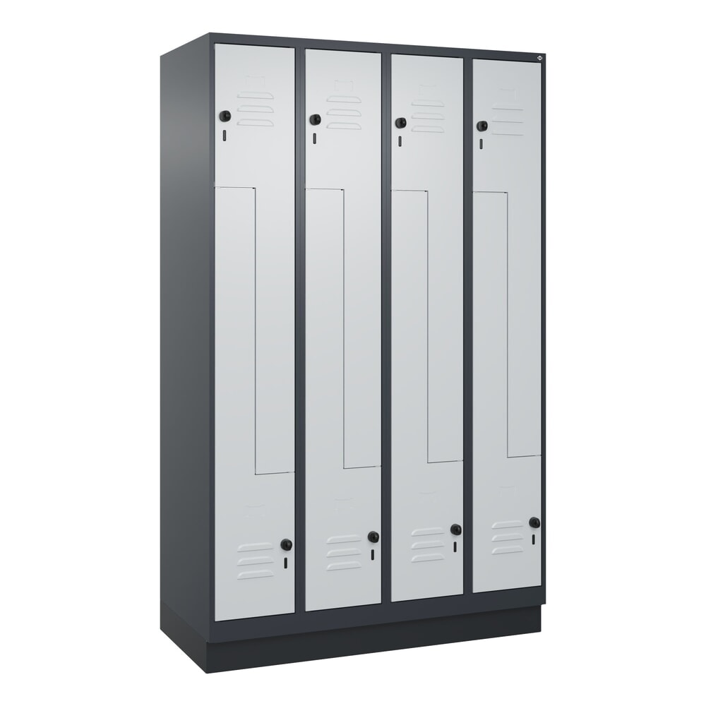 Produktabbildung Nr. 9: C+P Z-Spind Classic PLUS, Sockel, 8 Abteile, HxBxT 1.950 x 1.200 x 500 mm, anthrazitgrau, lichtgrau, für Vorhängeschloss