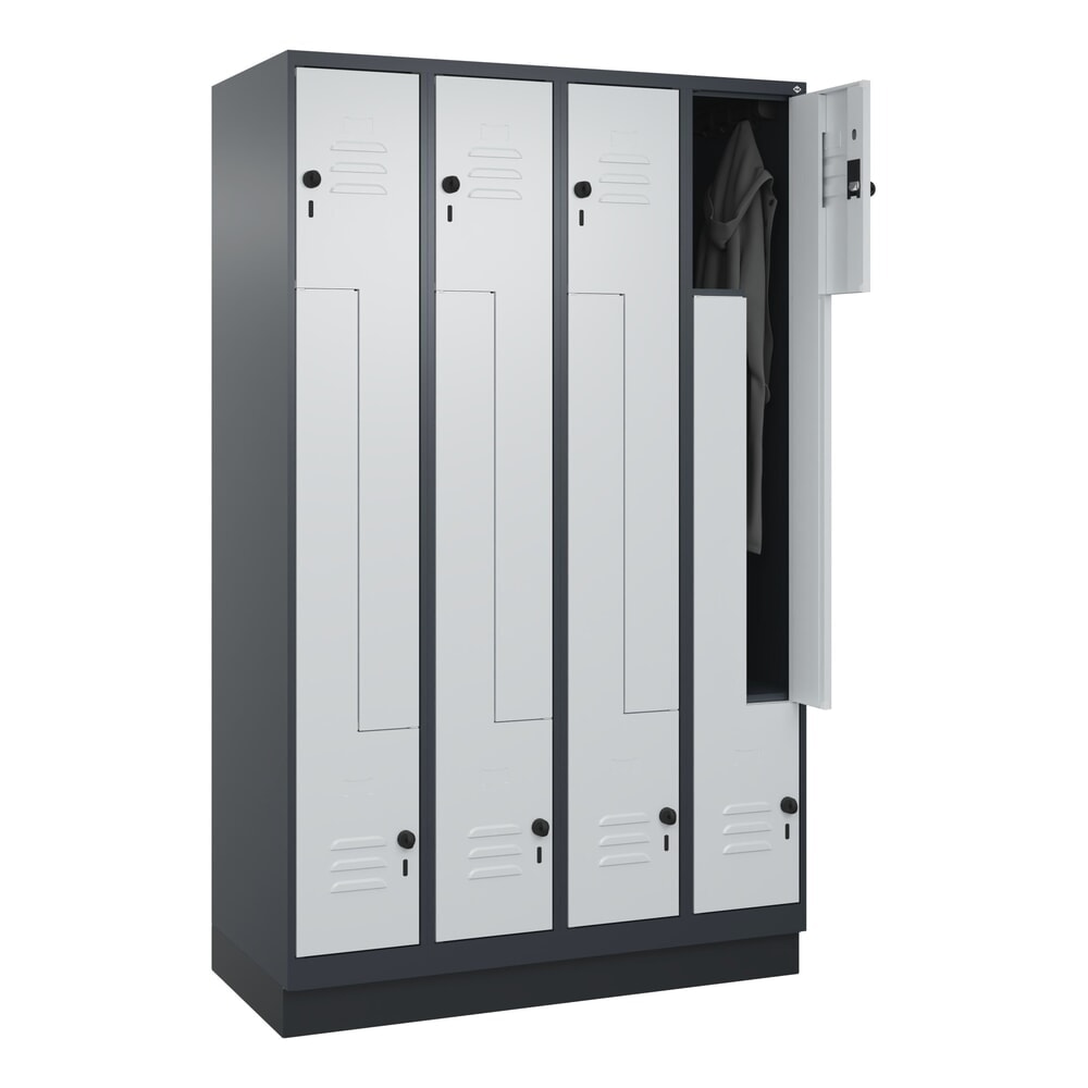 Produktabbildung Nr. 10: C+P Z-Spind Classic PLUS, Sockel, 8 Abteile, HxBxT 1.950 x 1.200 x 500 mm, anthrazitgrau, lichtgrau, für Vorhängeschloss