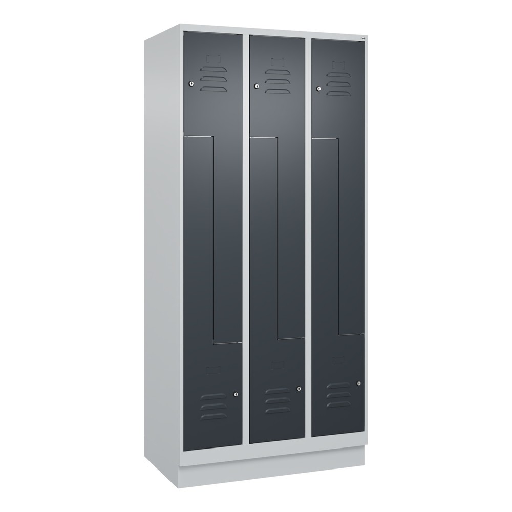 Produktabbildung: C+P Z-Spind Classic PLUS, Sockel, 6 Abteile, HxBxT 1.950 x 900 x 500 mm, lichtgrau, anthrazitgrau, Zylinderschloss