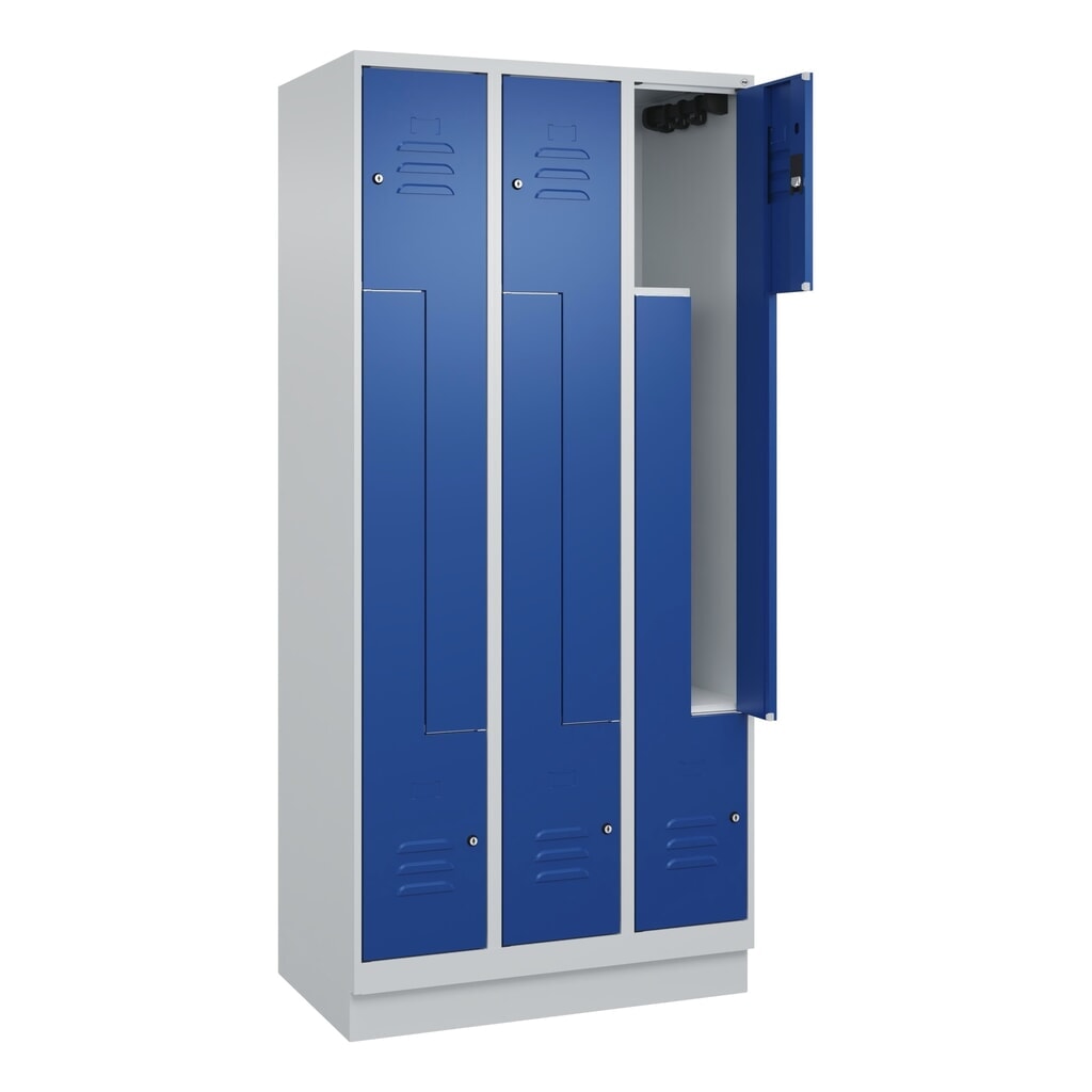 Produktabbildung Nr. 1: C+P Z-Spind Classic PLUS, Sockel, 6 Abteile, HxBxT 1.950 x 900 x 500 mm, lichtgrau, enzianblau, Zylinderschloss