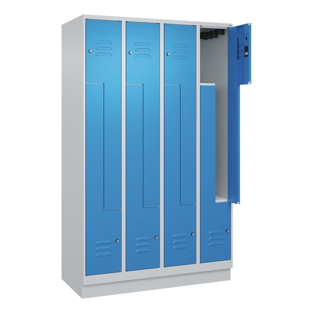 Produktabbildung: C+P Z-Spind Classic PLUS, Sockel, 8 Abteile, HxBxT 1.950 x 1.200 x 500 mm, lichtgrau, lichtblau, Zylinderschloss