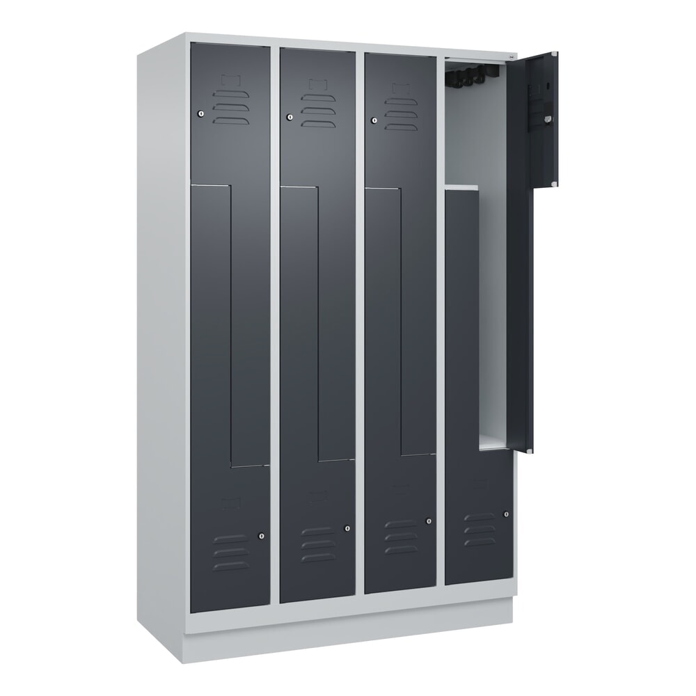 Produktabbildung: C+P Z-Spind Classic PLUS, Sockel, 8 Abteile, HxBxT 1.950 x 1.200 x 500 mm, lichtgrau, anthrazitgrau, Zylinderschloss