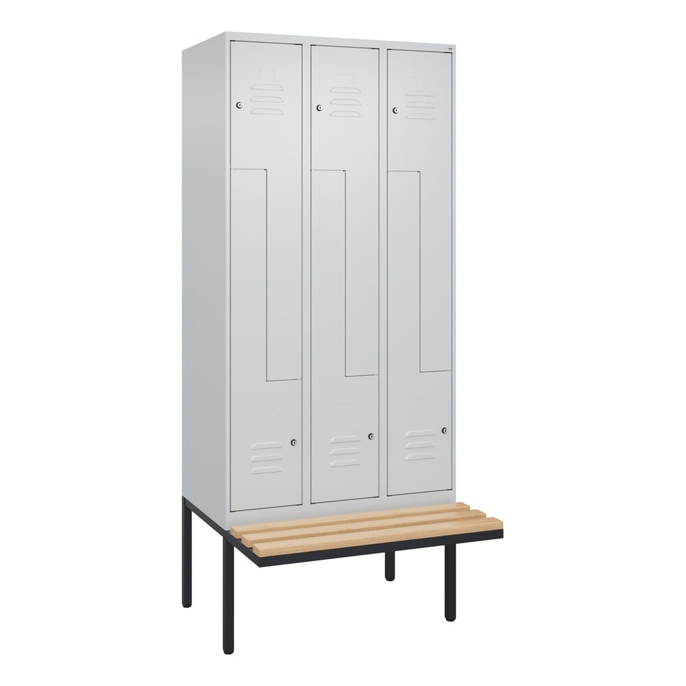 C+P Z-Spind Classic PLUS, 6 Abteile, HxBxT 2.120 x 900 x 815 mm, Zylinderschloss, auskragende Bank aus Buche, lichtgrau, lichtgrau Produktabbildung Nr. 9: C+P Z-Spind Classic PLUS, 6 Abteile, HxBxT 2.120 x 900 x 815 mm, Zylinderschloss, auskragende Bank aus Buche, lichtgrau, lichtgrau
