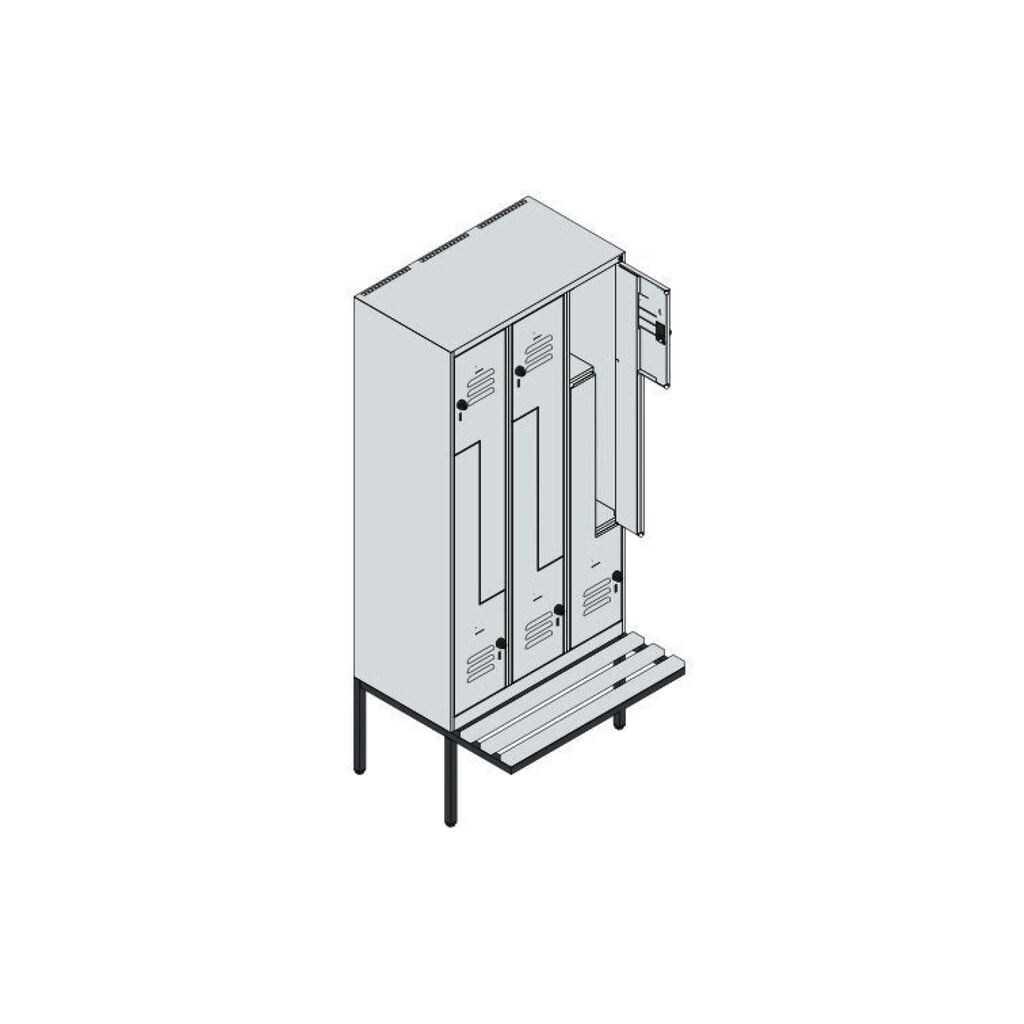 C+P Z-Spind Classic PLUS, 6 Abteile, HxBxT 2.120 x 900 x 815 mm, Zylinderschloss, auskragende Bank aus Kunststoff, lichtgrau, lichtblau Produktabbildung Nr. 8: C+P Z-Spind Classic PLUS, 6 Abteile, HxBxT 2.120 x 900 x 815 mm, Zylinderschloss, auskragende Bank aus Kunststoff, lichtgrau, lichtblau