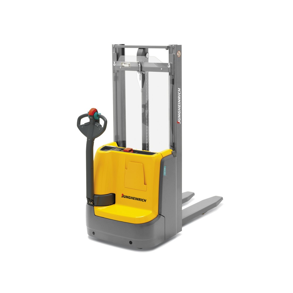 Produktabbildung: Jungheinrich Elektro-Hochhubwagen EJC 110/ZT, Zweifach-Teleskop-Hubgerüst, Hubhöhe 2.590 mm, Tragfähigkeit 1.000 kg, Proportionalhydraulik, Aquamatik