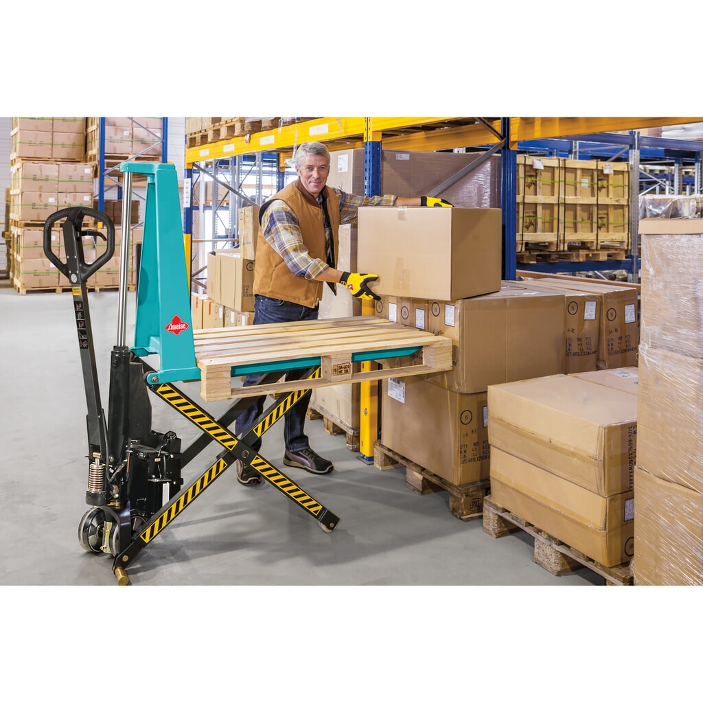 C-Ware Scheren-Hubwagen Ameise® - elektrohydraulisch, TK 1.000 kg, Nylon, RAL 5018 türkisblau Produktabbildung Nr. 2: C-Ware Scheren-Hubwagen Ameise® - elektrohydraulisch, TK 1.000 kg, Nylon, RAL 5018 türkisblau