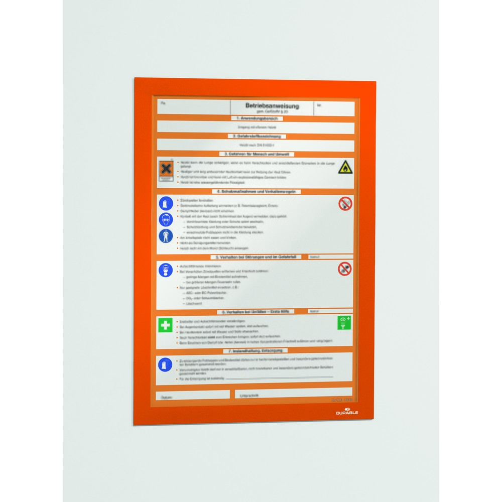 N° de l'image du produit 8 : Cadre d’information DURABLE DURAFRAME®, autocollant, DIN A4, orange