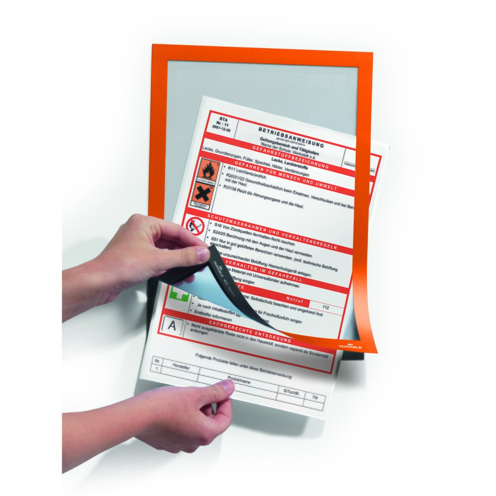 N° de l'image du produit 10 : Cadre d’information DURABLE DURAFRAME®, autocollant, DIN A4, orange