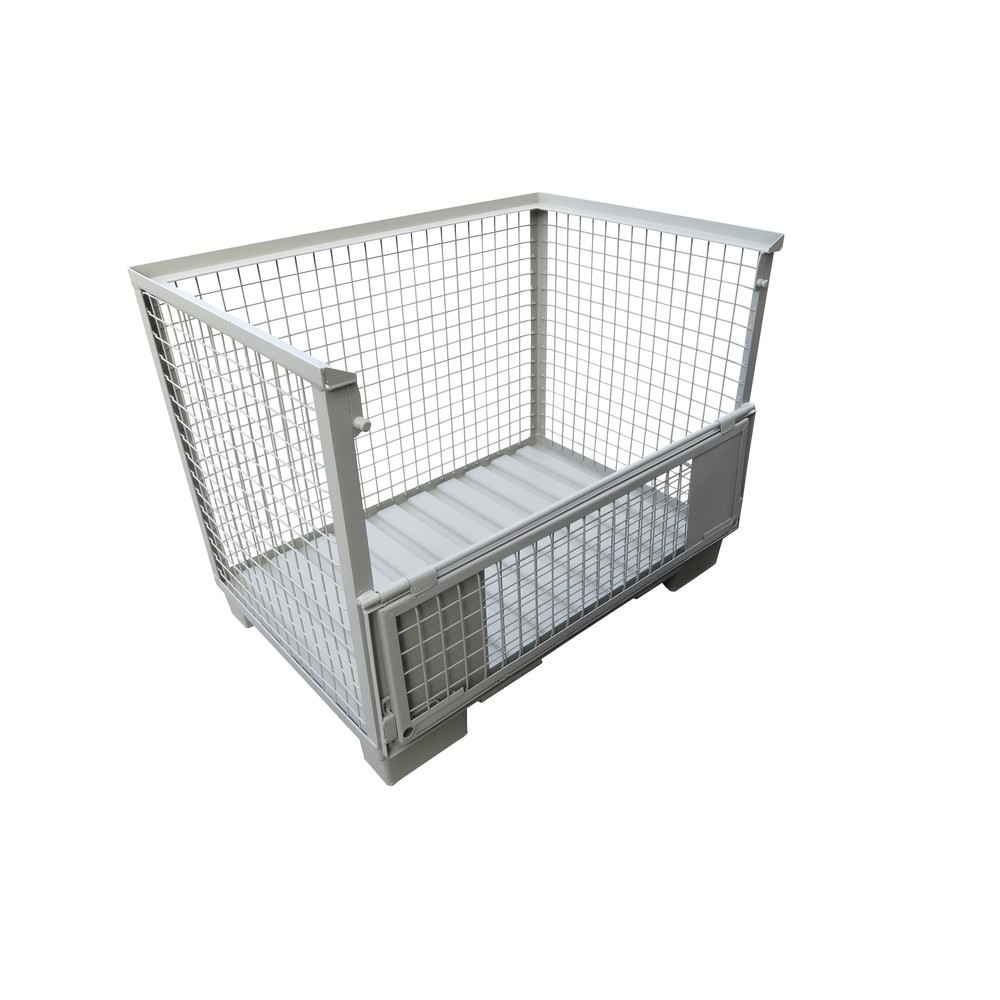 N° de l'image du produit 2 : Caisse à grille Euro, avec base en tôle d'acier, Mur longitudinale semi-pliable, hauteur utile 800 mm