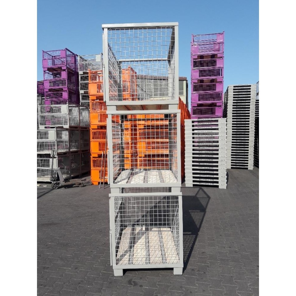 N° de l'image du produit 7 : Caisse grillagée Euro HEMMDAL avec double volet de paroi avant, H x l x P 970 x 1 240 x 835 mm, gris pierre