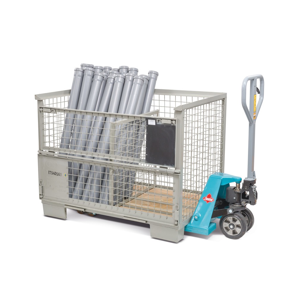 N° de l'image du produit 4 : Caisse grillagée Euro HEMMDAL avec double volet de paroi avant, H x l x P 970 x 1 240 x 835 mm, gris pierre