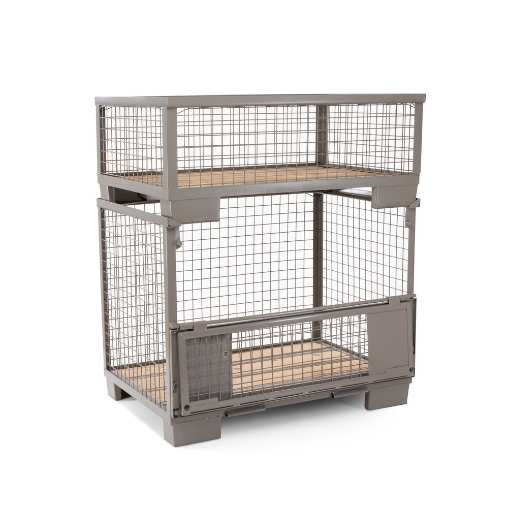N° de l'image du produit 2 : Caisse grillagée industrielle HEMMDAL avec 4 parois fixes, H x l x P 500 x 1 240 x 835 mm, gris pierre