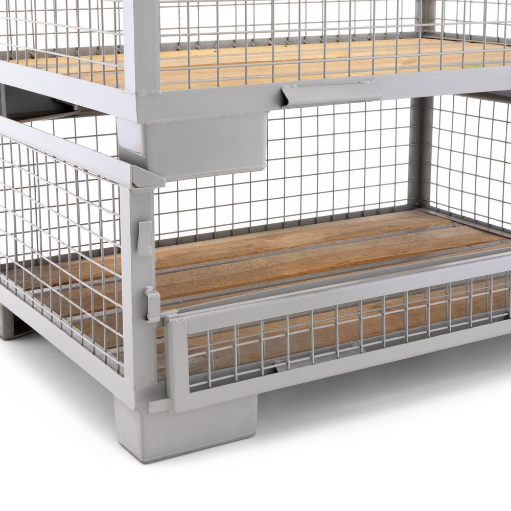 N° de l'image du produit 2 : Caisse grillagée industrielle HEMMDAL avec paroi longitudinale semi-rabattable, H x l x P 500 x 1 240 x 835 mm, gris pierre